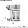 Miniatura de Hamilton Beach 49933 Cafetera Programable de Goteo 2 Vías 12 Tazas y Una Sola Porción con Jarra de Vidrio, Auto Pausa y Sirve, Color Blanco