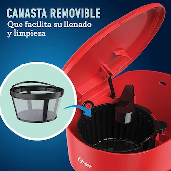 Imagen 3 de Oster Cafetera Programable de 12 Tazas Roja con Reloj Digital y Sistema Antigotero BVSTDCP12R-013