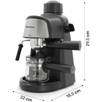 Imagen 3 de TAURUS VIENA Cafetera Espresso Manual 1 Taza con Vaporizador Espumador de Leche y Jarra de Vidrio 240 ml