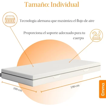 Imagen 4 de Emma Colchón Individual Comfort Memory Foam 100x190 cm Tecnología Alemana en Caja