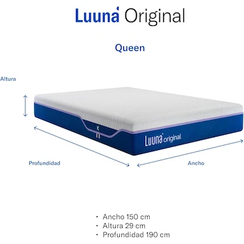 Imagen 2 de Luuna Colchón Queen Size Original Suave Memory Foam con 6 Tecnologías Hecho en México