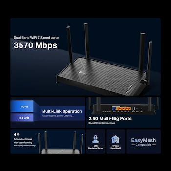 Imagen 3 de TP-Link Archer BE3600 Router WiFi 7 BE3600 de Doble Banda