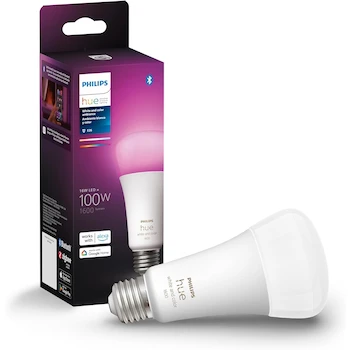 Imagen de referencia para Philips Hue White and Color Ambiance Foco LED Inteligente A21 E26 100W Equivalente 1600 Lúmenes Multicolor - 1 Bombilla