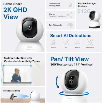 Imagen 2 de Tapo TC72 TP-Link Cámara de Seguridad Interior 4MP con Soporte para Montaje