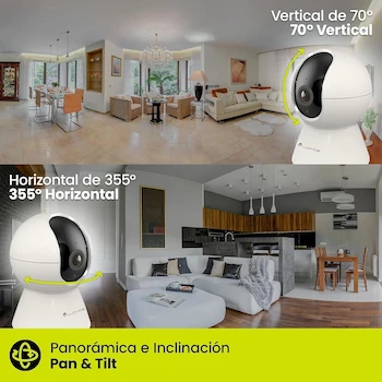 Imagen 4 de Lloyd's LC-1316 Cámara IP Inteligente WiFi 3MP con Seguimiento de Movimiento, Visión Nocturna y Audio Bidireccional Blanca