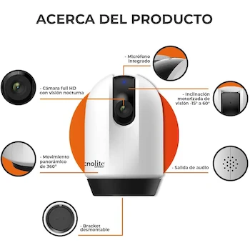 Imagen 4 de Tecnolite Connect Cámara de Monitoreo Inteligente 360° WiFi para Interiores Full HD Modelo AKDOeW3R Blanco con Altavoz y Micrófono