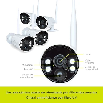 Imagen 4 de Lloyd's LC-1177 Sistema de Vigilancia Inalámbrico con 4 Cámaras IP WiFi Full HD 1080p para Exteriores Blanco