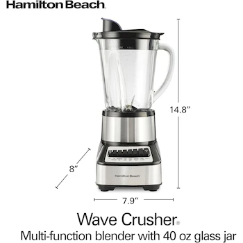 Imagen 2 de Hamilton Beach 54221 Wave Crusher Licuadora Multifunción 14 Velocidades Negro/Plata Vaso de Vidrio 1.18 L