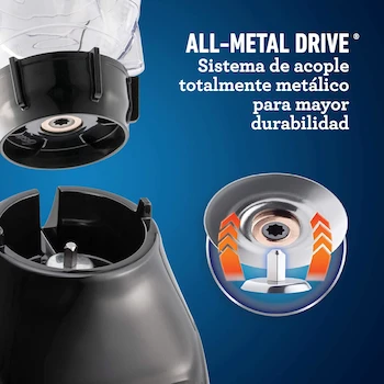 Imagen 5 de Licuadora Oster BLSTKAP-BPB Negra de 2 Velocidades con Función Pulso, Vaso Plástico 1.25 L y Cuchilla Trituradora de Hielo