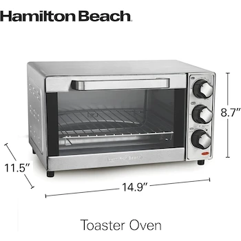 Imagen 2 de Hamilton Beach 31401 Horno Tostador Eléctrico de 4 Rebanadas en Acero Inoxidable, Plateado, Capacidad 12 Litros