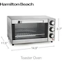 Miniatura de Hamilton Beach 31401 Horno Tostador Eléctrico de 4 Rebanadas en Acero Inoxidable, Plateado, Capacidad 12 Litros