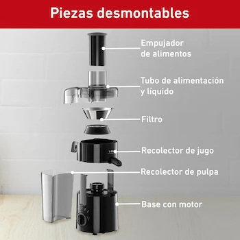 Imagen 5 de T-fal Extractor de Jugos Frutelia Plus ZE3708MX Negro/Gris con Jarra de 950 ml