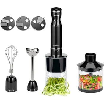 Imagen de referencia para Chefman Batidora de Inmersión 6 en 1 RJ19-V2-SBP Negra con 3 Cuchillas, Vaso 800 ml, Procesador de Alimentos, Batidor y Accesorios