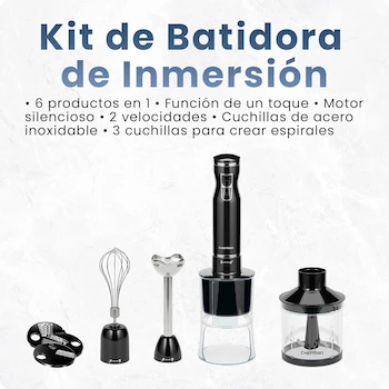 Imagen 5 de Chefman Batidora de Inmersión 6 en 1 RJ19-V2-SBP Negra con 3 Cuchillas, Vaso 800 ml, Procesador de Alimentos, Batidor y Accesorios