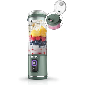 Imagen de referencia para Ninja Blast BC151EM Batidora Personal Portátil Inalámbrica 18 oz Verde Bosque con Recipiente Sin BPA, Tapa Antiderrames y Carga USB-C