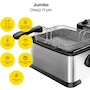 Miniatura de Chefman Freidora de Aceite Eléctrica Jumbo 4.5 Litros Acero Inoxidable RJ07-45-SS-MX