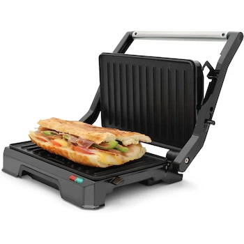 Imagen de referencia para TAURUS TOSTARE 180° Tostadora Panini y Parrilla Eléctrica de Contacto con Apertura 180° Acero Inoxidable