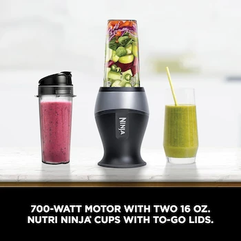 Imagen 3 de Ninja Fit QB3001SS Licuadora Personal Extractor de Nutrientes 700W Plata/Negro con 2 Vasos de 473 ml
