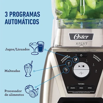 Imagen 3 de Oster Licuadora Xpert Series BLST3B-CAG-013 2 Litros Plata con Control de Textura, Vaso Blend-N-Go y 3 Programas Automáticos