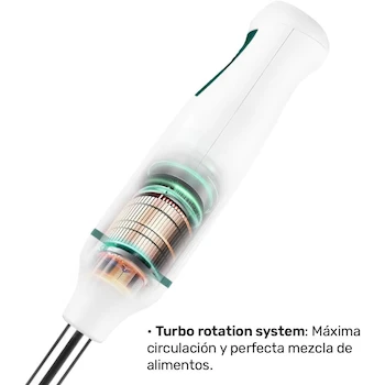 Imagen 4 de Taurus Robot 750 Inox - Batidora de Inmersión Modelo ROBOT 500 INOX, Color Blanco, Acero Inoxidable y Plástico, Capacidad 500 ml, Dimensiones 8 x 6.6 x 37 cm, Peso 700 g