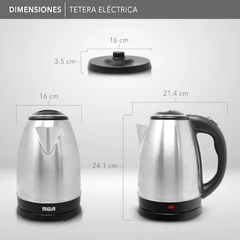 Imagen 2 de RCA Tetera Eléctrica RC-180GB01 Serie RC-180GB, de Acero Inoxidable, Capacidad de 1.8 Litros, Color Gris/Plata, Diseño Elegante con Luz LED y Base Giratoria