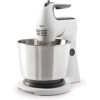 Imagen de referencia para Oster FPSTHS3612 Batidora de Mano y Pedestal Versátil Blanca con Tazón de Acero Inoxidable de 1.5 Litros Serie Heritage
