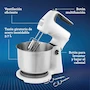 Miniatura de Oster FPSTHS3612 Batidora de Mano y Pedestal Versátil Blanca con Tazón de Acero Inoxidable de 1.5 Litros Serie Heritage