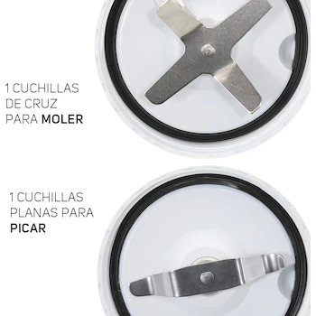 Imagen 5 de TAURUS NATURAL GREEN | Procesador de Alimentos + 2 Vasos de 1 Litro y 400 ml | 600 Watts | Incluye 2 Cuchillas para Pulverizar Alimentos | 8 Piezas | Color Verde Natural