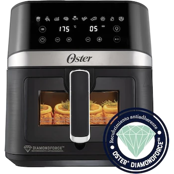 Imagen 2 de Oster Freidora de Aire Digital Serie DiamondForce con Recubrimiento DiamondForce, Ventana y Luz Interna, Capacidad 6L, 10 Programas Automáticos, Modelo B0DKXYK5V8, Color Negro