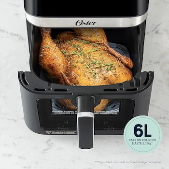 Imagen 5 de Oster Freidora de Aire Digital Serie DiamondForce con Recubrimiento DiamondForce, Ventana y Luz Interna, Capacidad 6L, 10 Programas Automáticos, Modelo B0DKXYK5V8, Color Negro