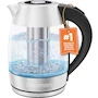 Miniatura de Chefman RJ11-17-STI Electric Kettle, Glass Borosilicate Material, 1.8 Liters Capacity, 21.84 x 16 x 24.38 cm Size, Rapid Boil with Tea Infuser, Wireless, ASIN B0859MLL8F