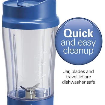 Imagen 4 de Hamilton Beach Batidora de una sola porción Personal Serie 51132, Capacidad 14 onzas, Color Azul, con Tapa de Viaje Incluida, Modelo B00QNUCRW0