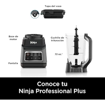 Imagen 2 de NINJA Licuadora Profesional Plus Serie BN701LAA, Capacidad 72 Oz, 1400 Watts, Tecnología Auto IQ, Color Gris