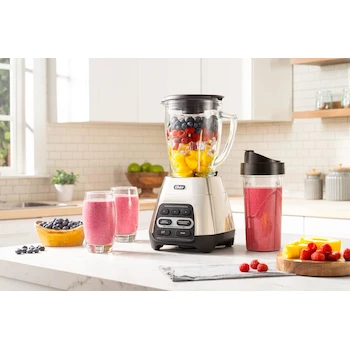 Imagen 2 de Oster Licuadora de 6 Tazas Plata y Negro, Modelo FPSTPLFP, Serie Pro 1200 con Tecnología Reversible, Vaso Blend-N-Go Incluido, Color Plateado y Negro