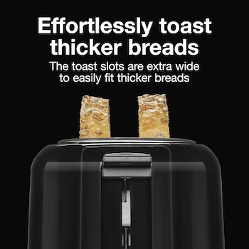 Imagen 3 de Proctor Silex 22215 Tostador de Pan de 2 Rebanadas, Ranuras Extra Anchas para Bagels y Panes Artesanales, Color Negro, Modelo 22215, Capacidad 2 Slots, Material Aluminio, 700W, 110V