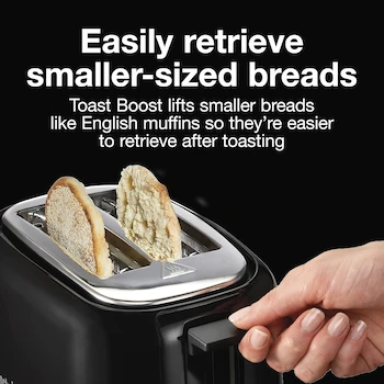 Imagen 4 de Proctor Silex 22215 Tostador de Pan de 2 Rebanadas, Ranuras Extra Anchas para Bagels y Panes Artesanales, Color Negro, Modelo 22215, Capacidad 2 Slots, Material Aluminio, 700W, 110V