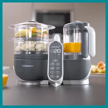 Imagen 2 de Babymoov Duo Meal Station Robot para Comidas de Bebé, Serie Duo, Color Gris Industrial, Capacidad 2.2 L (74 oz), Dimensiones 31.5 x 24.9 x 39.6 cm, Peso 3.85 kg, Material Tritan y Polipropileno sin BPA, Potencia 500 W, Modelo B074D3R8F2