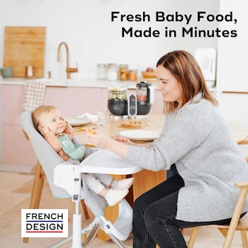 Imagen 4 de Babymoov Duo Meal Station Robot para Comidas de Bebé, Serie Duo, Color Gris Industrial, Capacidad 2.2 L (74 oz), Dimensiones 31.5 x 24.9 x 39.6 cm, Peso 3.85 kg, Material Tritan y Polipropileno sin BPA, Potencia 500 W, Modelo B074D3R8F2