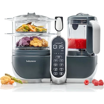 Imagen 5 de Babymoov Duo Meal Station Robot para Comidas de Bebé, Serie Duo, Color Gris Industrial, Capacidad 2.2 L (74 oz), Dimensiones 31.5 x 24.9 x 39.6 cm, Peso 3.85 kg, Material Tritan y Polipropileno sin BPA, Potencia 500 W, Modelo B074D3R8F2