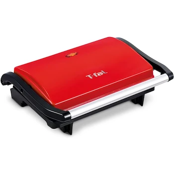 Imagen de referencia para T-fal SW3315MX Parrilla Panini Compacta, Color Rojo/Negro, Material Aluminio, Dimensiones 32 cm Ancho x 14 cm Profundo x 34 cm Alto