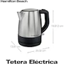 Miniatura de Hamilton Beach 40998 - Tetera Eléctrica / Hervidor de Agua Eléctrico de 1 Litro en Acero Inoxidable, Capacidad 1L, Altura 19.8 cm, Ancho 20.3 cm, Profundidad 14 cm, Material Acero Inoxidable, Color Plata