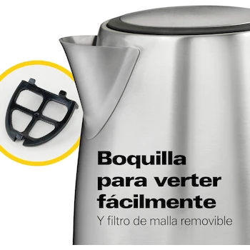 Imagen 5 de Hamilton Beach 40998 - Tetera Eléctrica / Hervidor de Agua Eléctrico de 1 Litro en Acero Inoxidable, Capacidad 1L, Altura 19.8 cm, Ancho 20.3 cm, Profundidad 14 cm, Material Acero Inoxidable, Color Plata