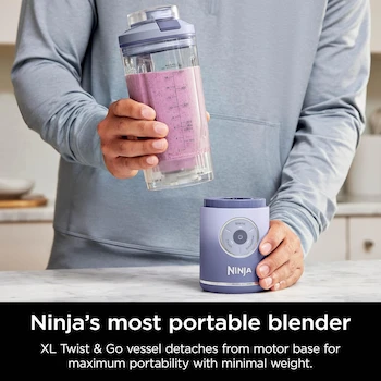 Imagen 3 de Ninja Blast Max BC251LD - Licuadora Portátil Personal + Twist & Go, Color Lavanda, Recipiente Extraíble de 22 Onzas