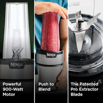 Imagen 3 de NINJA Licuadora Personal Nutri-Blender Plus BN301, 3 Vasos Portátiles de 20 oz con Tapas, Color Plateado