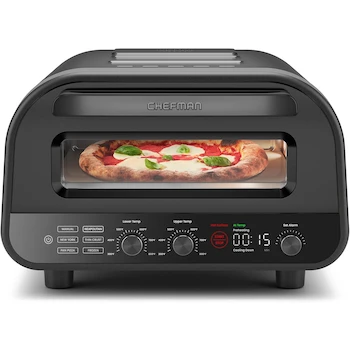 Imagen de referencia para CHEFMAN Home Slice Horno de Pizza Eléctrico para Interiores de Encimera, Capacidad para Pizzas de 12 Pulgadas, Color Negro Inoxidable, Serie Home Slice, ASIN B0CGMGK7GK