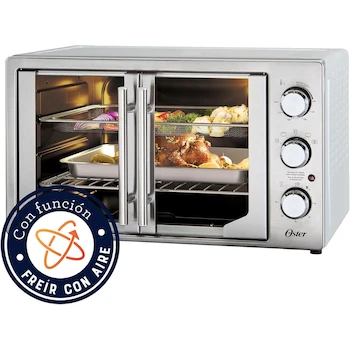 Imagen 4 de Oster TSSTTVFDMAF Horno con Freidora de Aire, Serie French Door, Puertas Estilo Francés, Extra Grande, Capacidad 42 Litros, Color Plateado, Dimensiones 60.7 x 51.6 x 38.4 cm