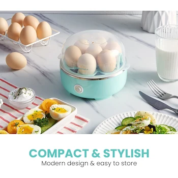 Imagen 2 de Elite Gourmet EGC115M - Cocina de Huevos Eléctrica de Capacidad para 7 Huevos, Estilo Retro, Color Menta, Libre de BPA