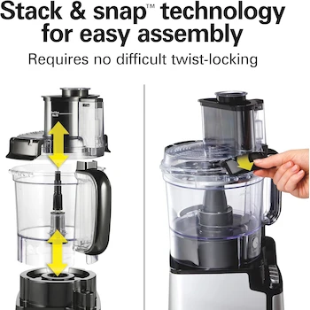Imagen 4 de Procesador de Alimentos Stack & Snap™ Serie Hamilton Beach, Modelo 70725, Capacidad 12 Tazas, Color Negro