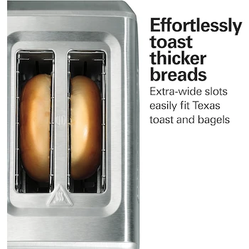 Imagen 4 de Hamilton Beach Tostador de 2 Rebanadas en Acero Inoxidable con Ranuras Extra Anchas, Modelo 22794, Capacidad para 2 Rebanadas, Diseño Moderno, Dimensiones 30.5 cm Prof x 17.8 cm An x 20.3 cm Alt