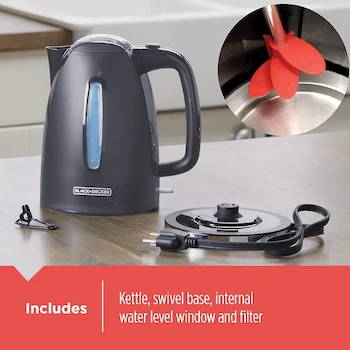 Imagen 3 de BLACK+DECKER Hervidor Eléctrico Inalámbrico KE1555GY, Capacidad 1.7 L, Color Gris, Serie Rapid Boil, Material Vidrio Premium